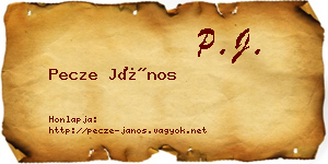 Pecze János névjegykártya